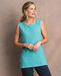 Linen Blend Scoop Neck Tunic