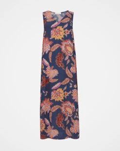 V Neck Printed Swing Midi Dress -Celtic And Cos 136905