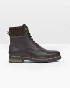 Men's Knitted Cuff Lace Up Boots