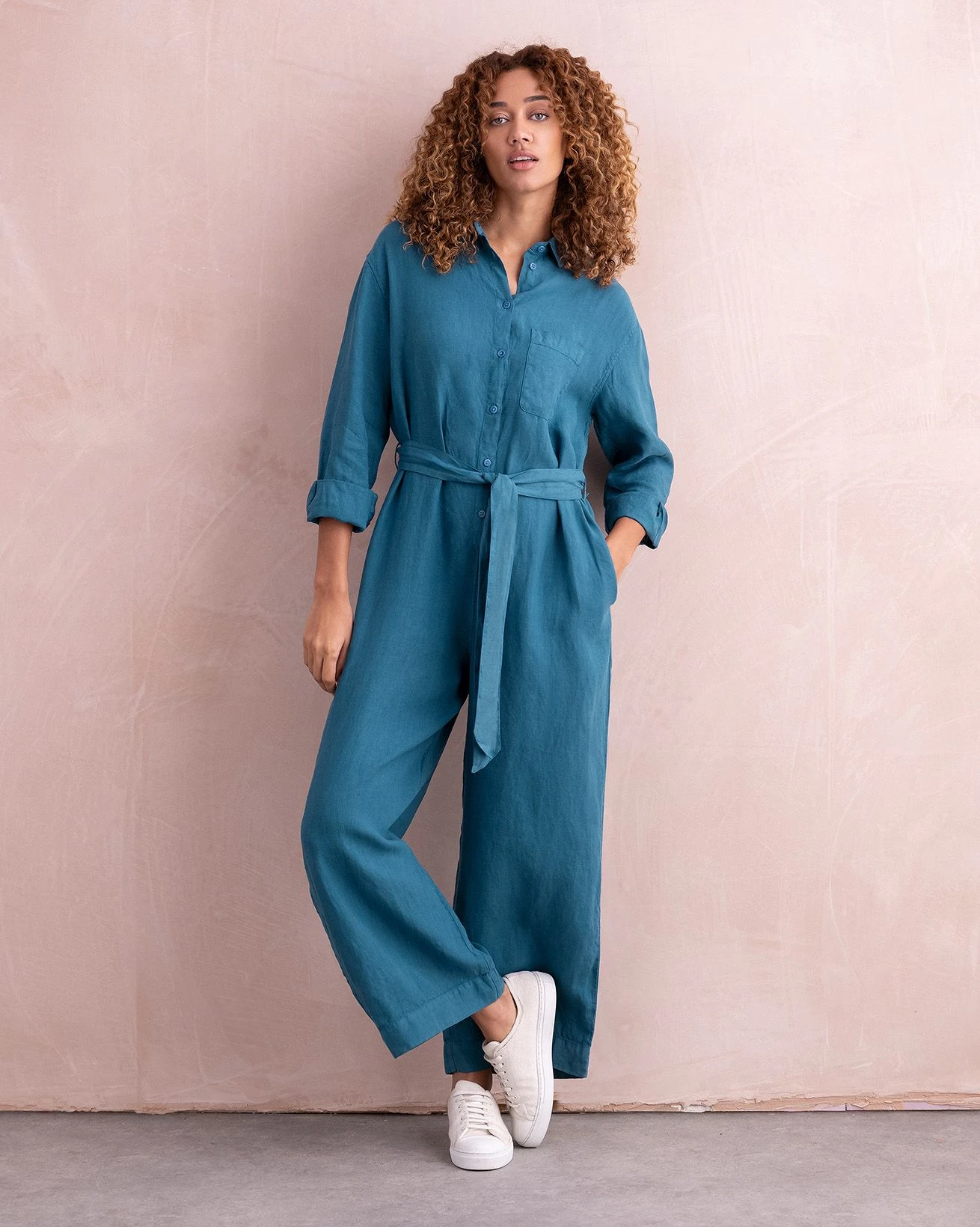 Pure Linen Long Sleeve Jumpsuit 1 Pure Linen Long Sleeve Jumpsuit
