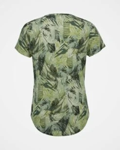 Linen Blend Scoop Neck T-Shirt -Celtic And Cos 158538