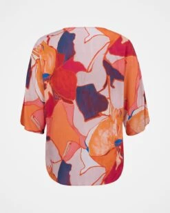 V Neck Button Through Drape Blouse 8 V Neck Button Through Drape Blouse -Celtic And Cos 158805