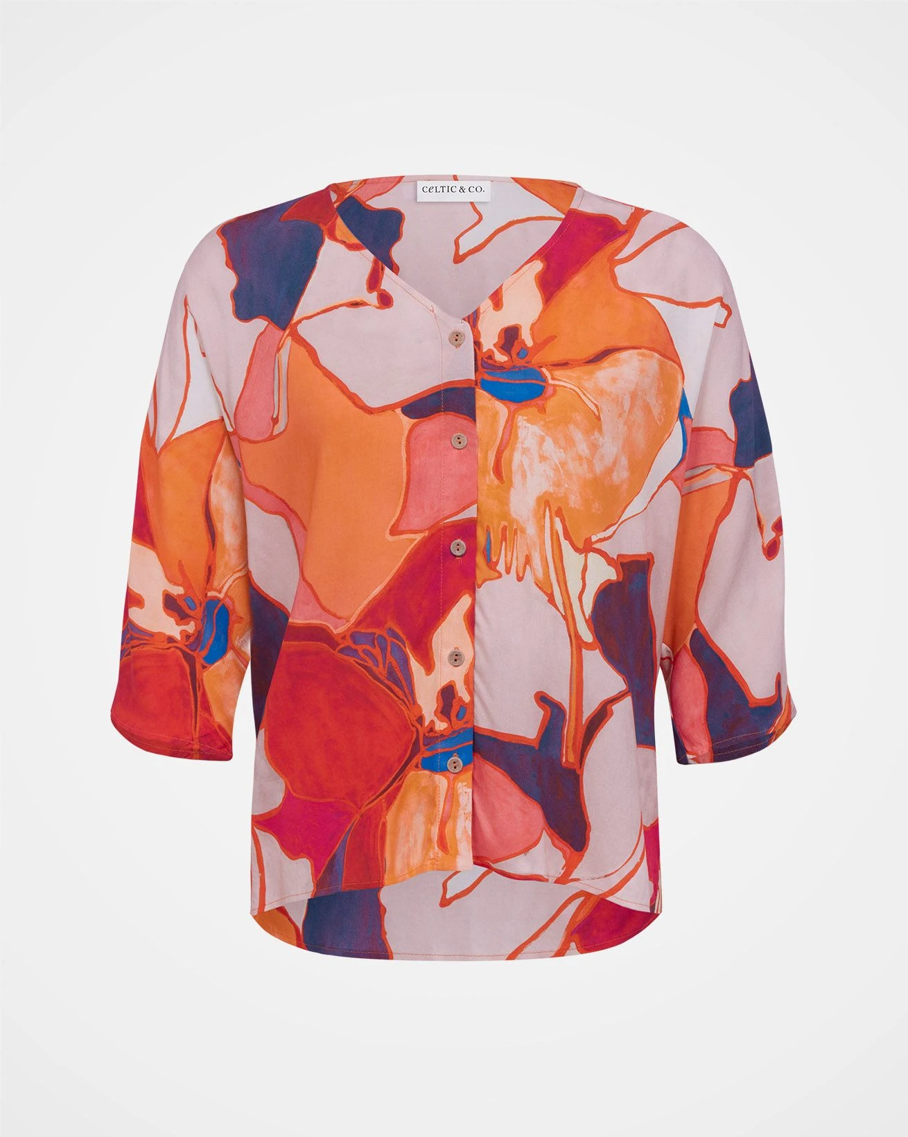 V Neck Button Through Drape Blouse 2 V Neck Button Through Drape Blouse - Image 2