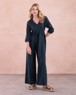 Pure Linen Tie Waist Jumpsuit -Celtic And Cos 162791