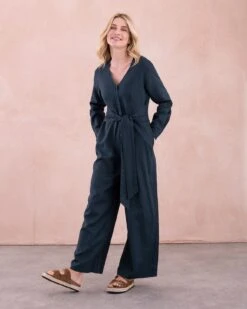 Pure Linen Tie Waist Jumpsuit