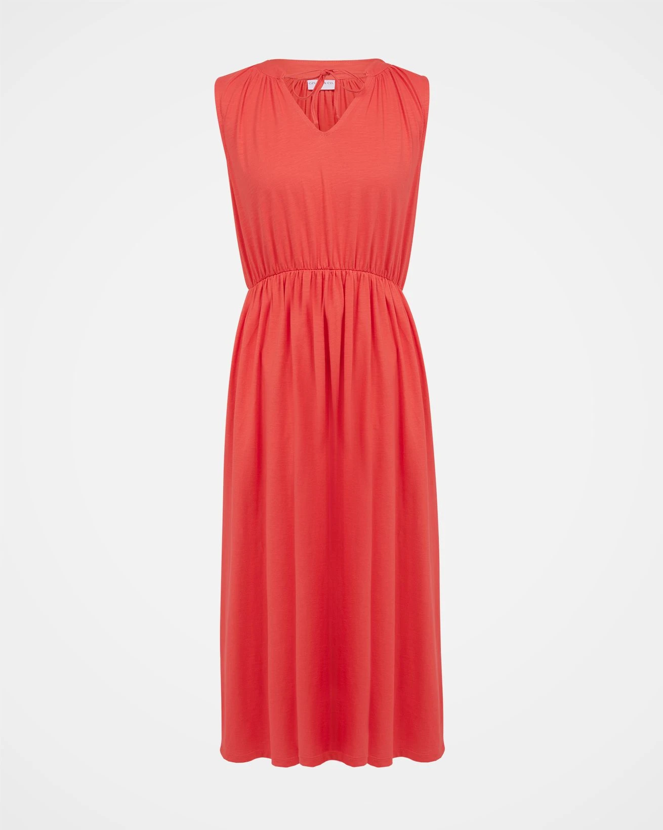 Organic Cotton Tie Neck Midi Dress 2 Organic Cotton Tie Neck Midi Dress - Image 2