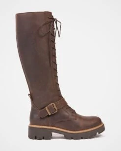 Knee High Strap Detail Lace Up Boots 8 Knee High Strap Detail Lace Up Boots -Celtic And Cos 173683