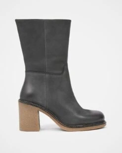 Crepe Block Heel Ankle Boots -Celtic And Cos 176668