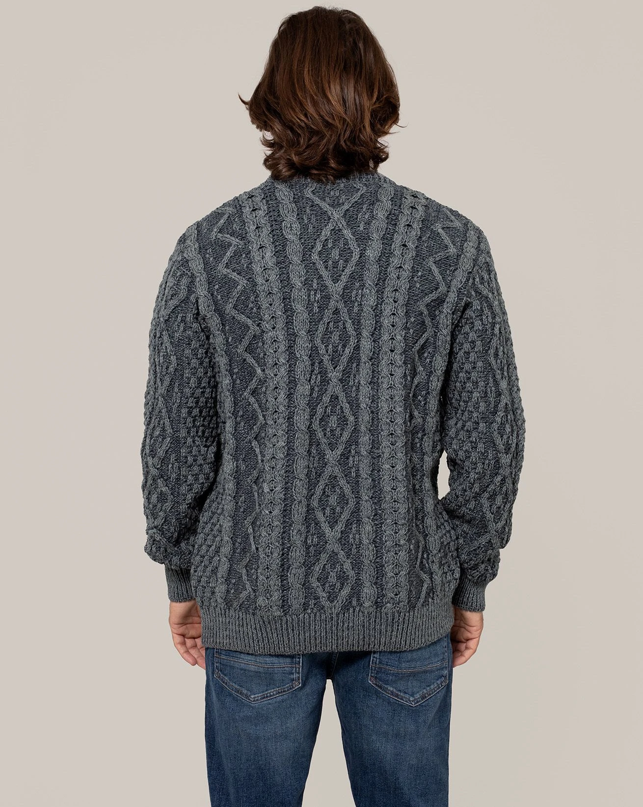 Men's Plated Cable Crew Neck Sweater 2 Men's Plated Cable Crew Neck Sweater - Image 2