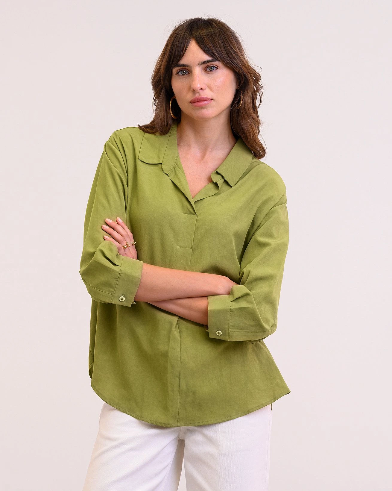 Linen Blend Relaxed Blouse 1 Linen Blend Relaxed Blouse