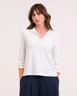 Organic Cotton Trim Detail Polo Top