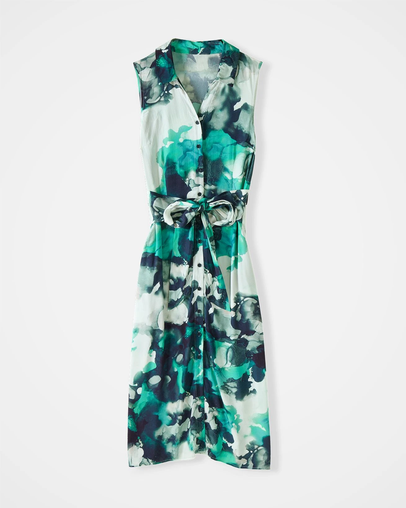 Sleeveless Tie Front Midi Shirt Dress 3 Sleeveless Tie Front Midi Shirt Dress - Image 3