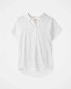 Linen Blend Grown On Short Sleeve Relaxed Blouse 9 Linen Blend Grown On Short Sleeve Relaxed Blouse -Celtic And Cos 189092