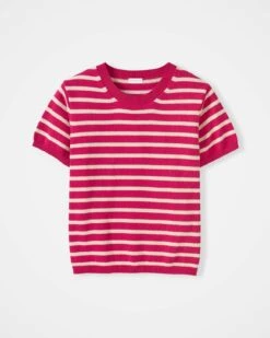 Organic Cotton Striped Knitted Crew Neck Top -Celtic And Cos 189160