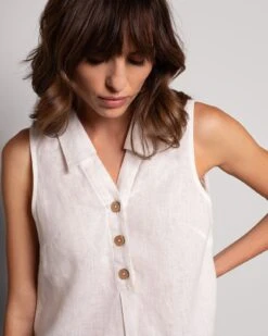 Pure Linen Sleeveless Blouse 6 Pure Linen Sleeveless Blouse -Celtic And Cos 190243