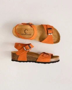 Low Wedge Double Buckle Sandals