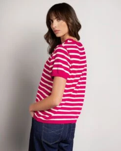 Organic Cotton Striped Knitted Crew Neck Top -Celtic And Cos 190550