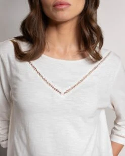 Organic Cotton Trim Detail Boat Neck Top -Celtic And Cos 190561