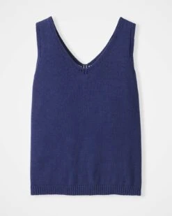 Organic Cotton Knitted V Neck Sleeveless Top 12 Organic Cotton Knitted V Neck Sleeveless Top -Celtic And Cos 190623