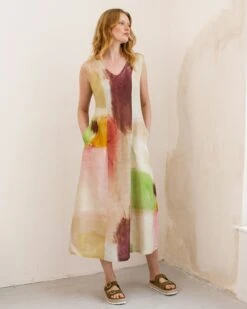 Linen Panelling Detail Dress