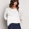 Organic Cotton Trim Detail Boat Neck Top