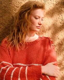 Linen Blend Drop Stitch Breton Sweater -Celtic And Cos 193730