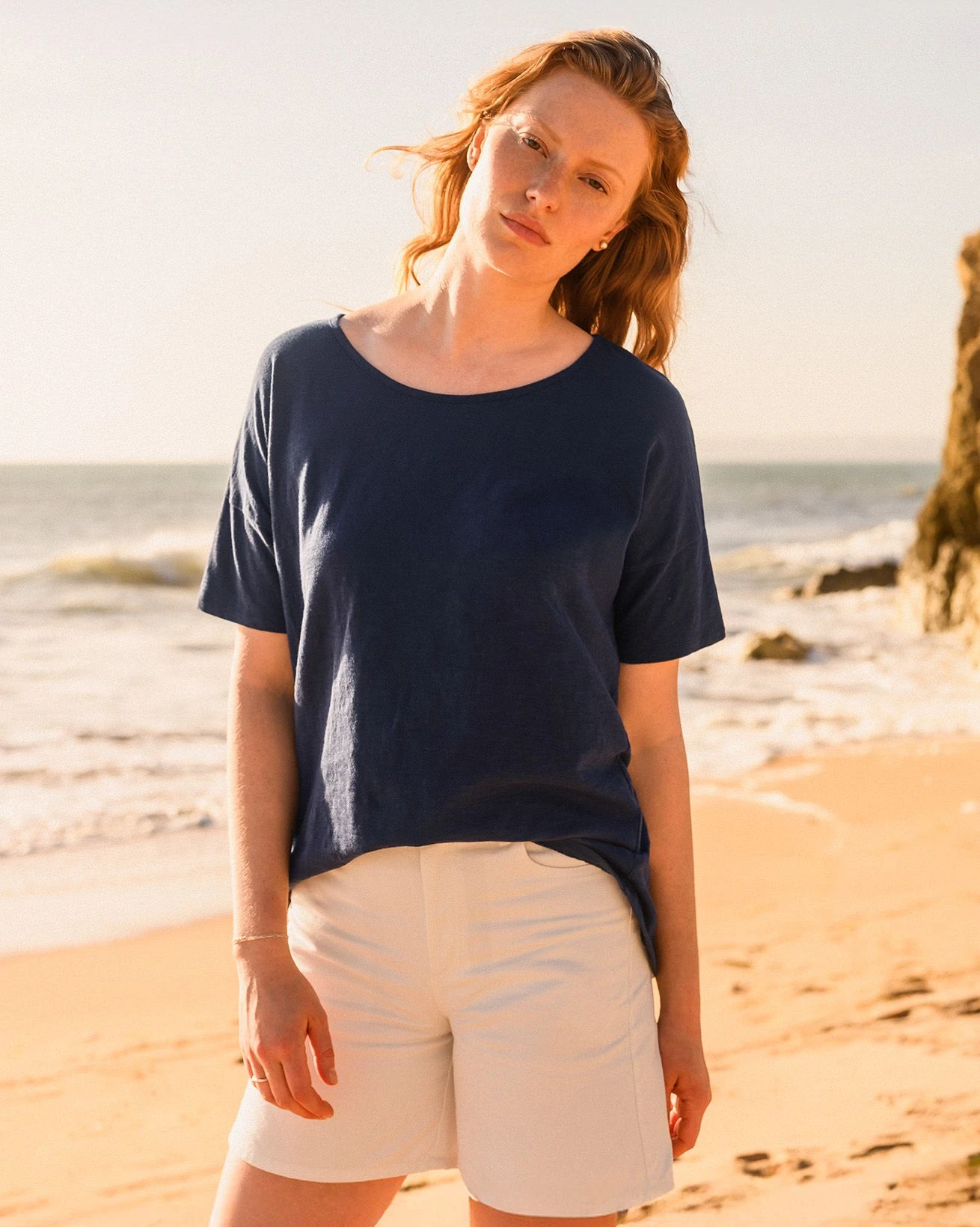Organic Cotton Drop Shoulder Drape T Shirt 1 Organic Cotton Drop Shoulder Drape T Shirt