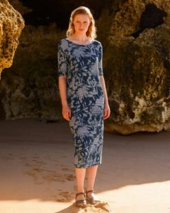 Linen Blend Button Back Dress