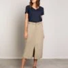 Organic Cotton Twill Midi Skirt