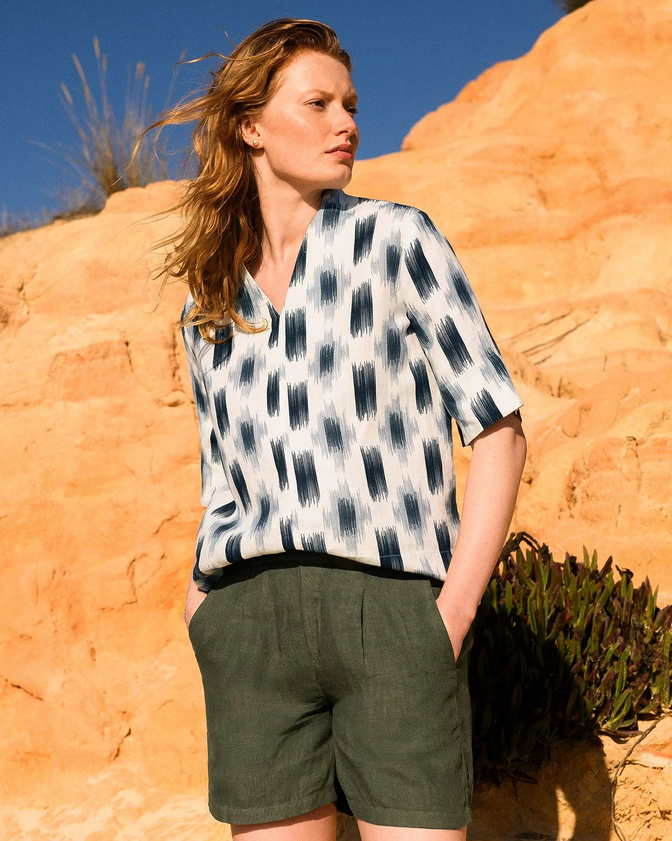 Linen Half Sleeve V Neck Tunic 1 Linen Half Sleeve V Neck Tunic