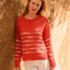 Linen Blend Drop Stitch Breton Sweater