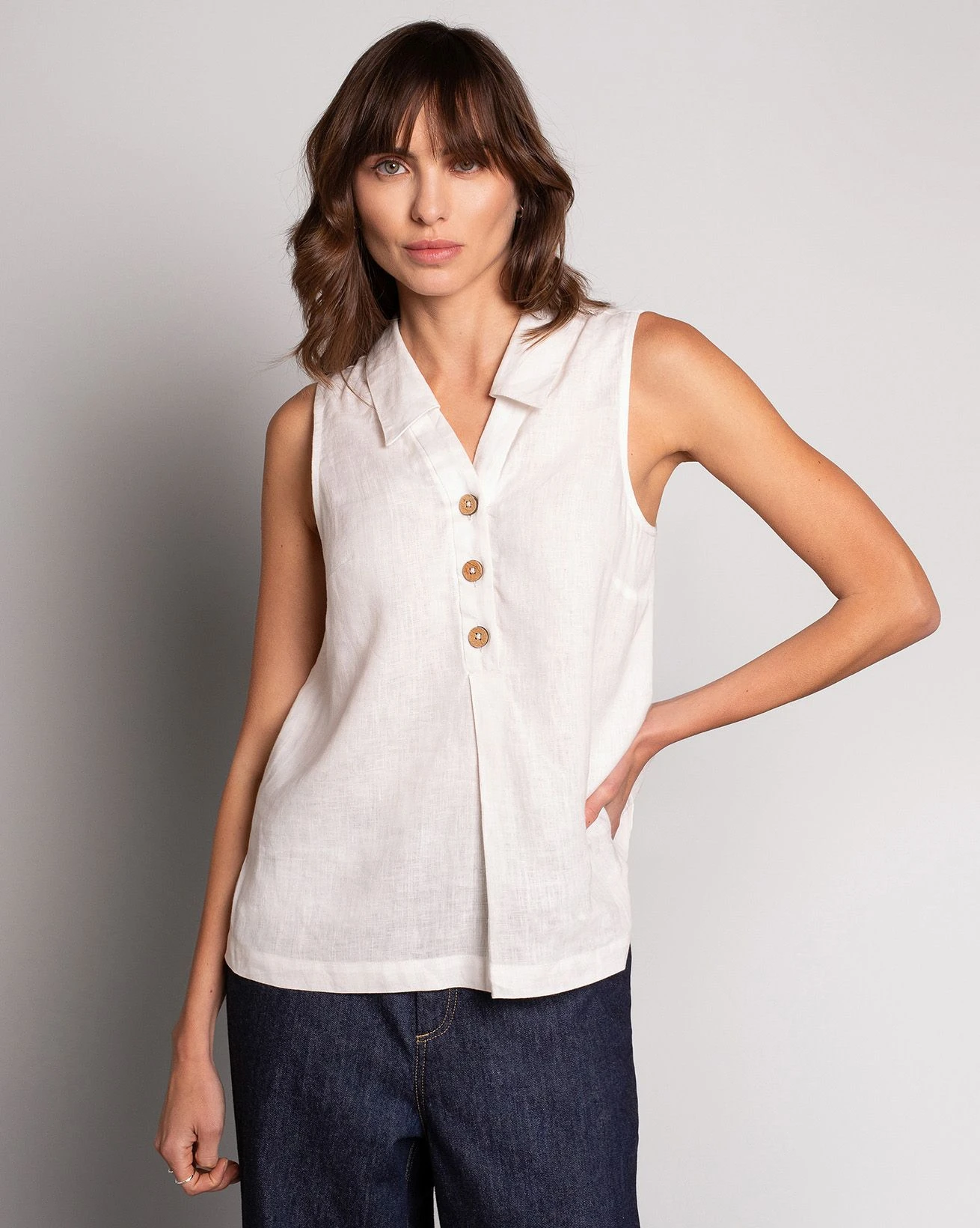 Pure Linen Sleeveless Blouse 1 Pure Linen Sleeveless Blouse