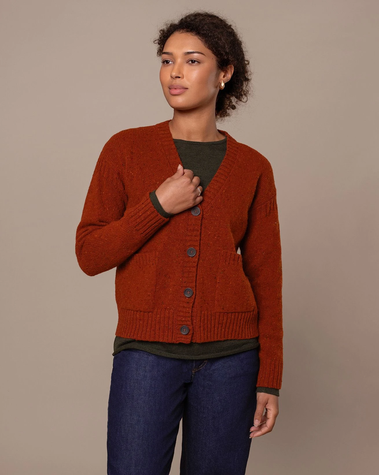 Donegal Boxy V Neck Cardigan 2 Donegal Boxy V Neck Cardigan - Image 2