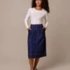 Denim A Line Midi Skirt