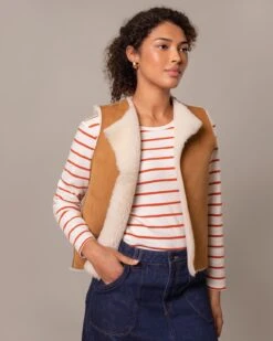 Raw Edge Reversible Shearling Vest -Celtic And Cos 197073