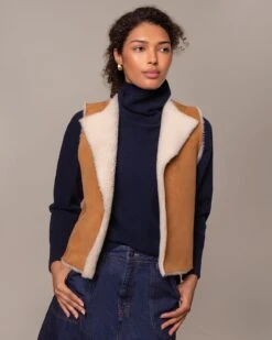 Raw Edge Reversible Shearling Vest -Celtic And Cos 197077