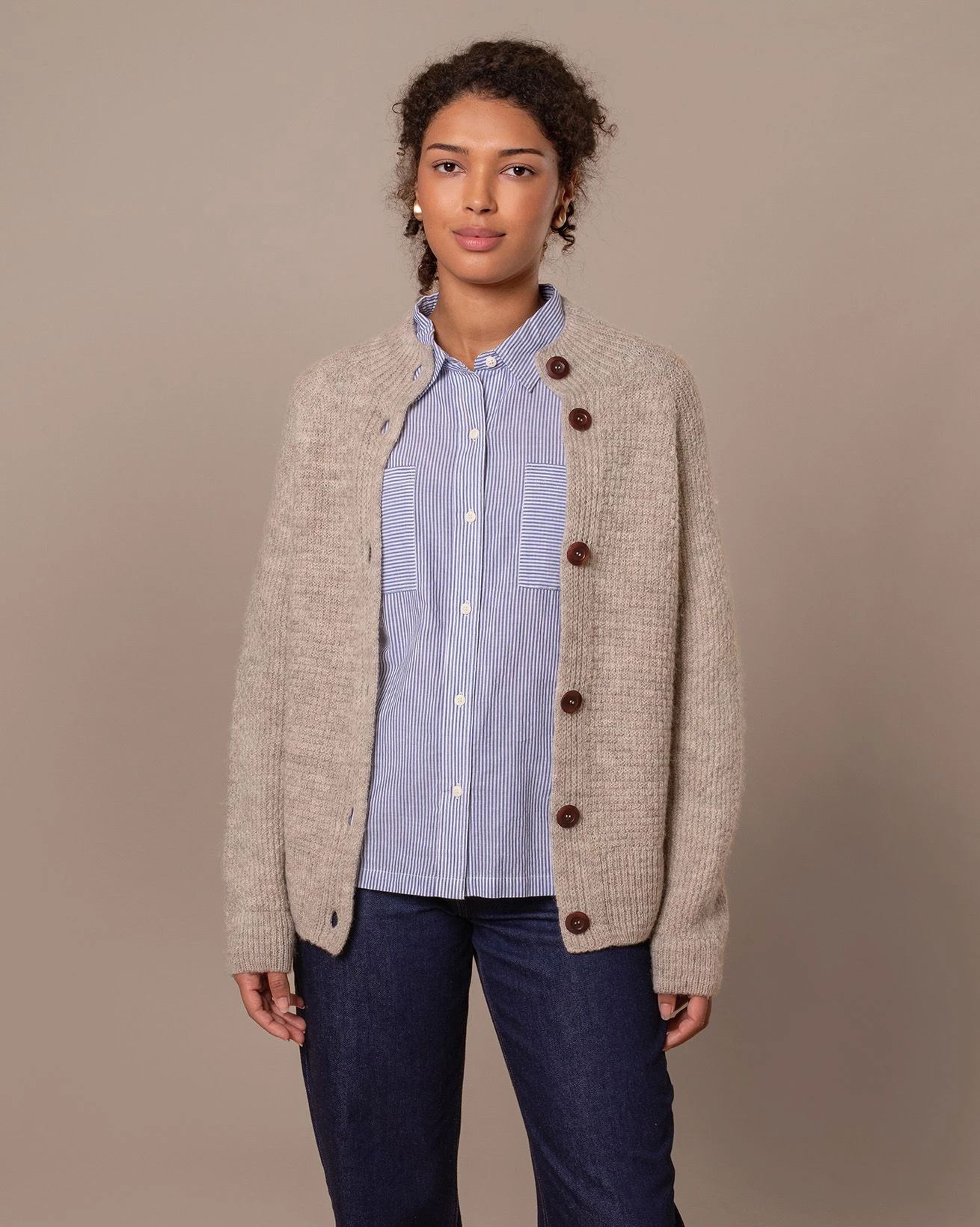 British Wool Moss Stitch Cardigan 2 British Wool Moss Stitch Cardigan - Image 2