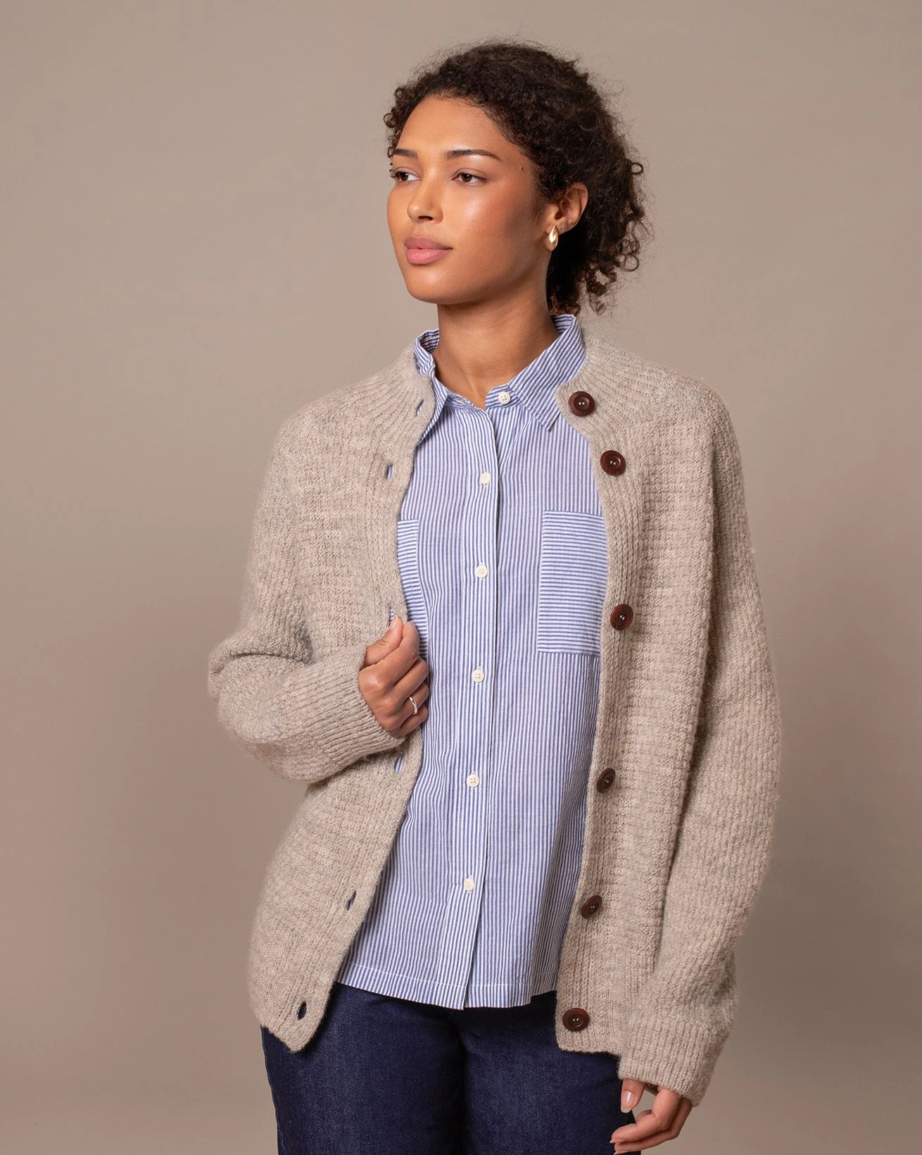 British Wool Moss Stitch Cardigan 3 British Wool Moss Stitch Cardigan - Image 3