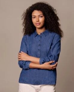 Easy Denim Half Placket Shirt -Celtic And Cos 197676