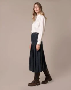 Button Detail Pleated Midi Skirt 8 Button Detail Pleated Midi Skirt -Celtic And Cos 200004