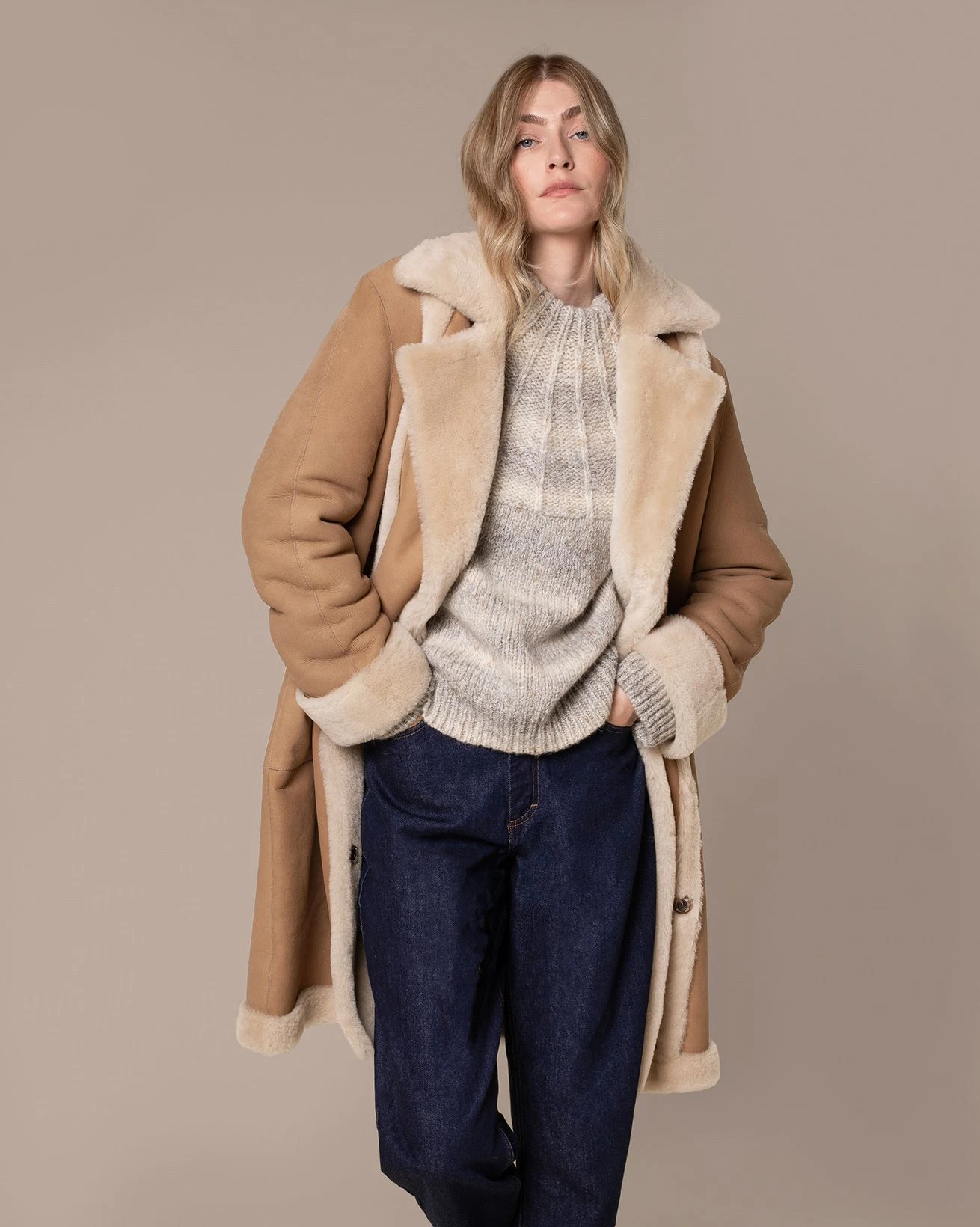 Exposed Wool Detail Coat 3 Exposed Wool Detail Coat - Image 3