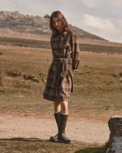 Checked Collared Shirt Dress