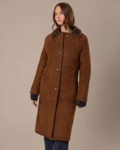 Shearling Collared Long Coat -Celtic And Cos 204708