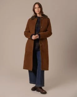 Shearling Collared Long Coat -Celtic And Cos 204722