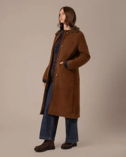 Shearling Collared Long Coat -Celtic And Cos 204723