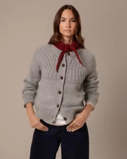 Lofty Textured Yoke Cardigan -Celtic And Cos 204751