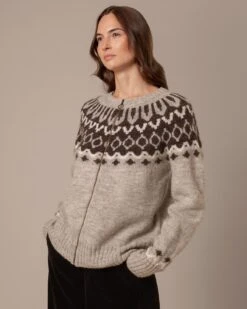 British Wool Chevron Yoke Cardigan -Celtic And Cos 204753