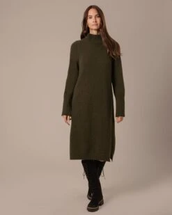 Lambswool Rib Detail Knee Length Dress