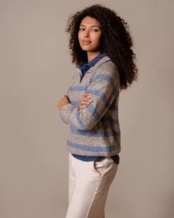 Donegal Striped Polo Sweater -Celtic And Cos 204961