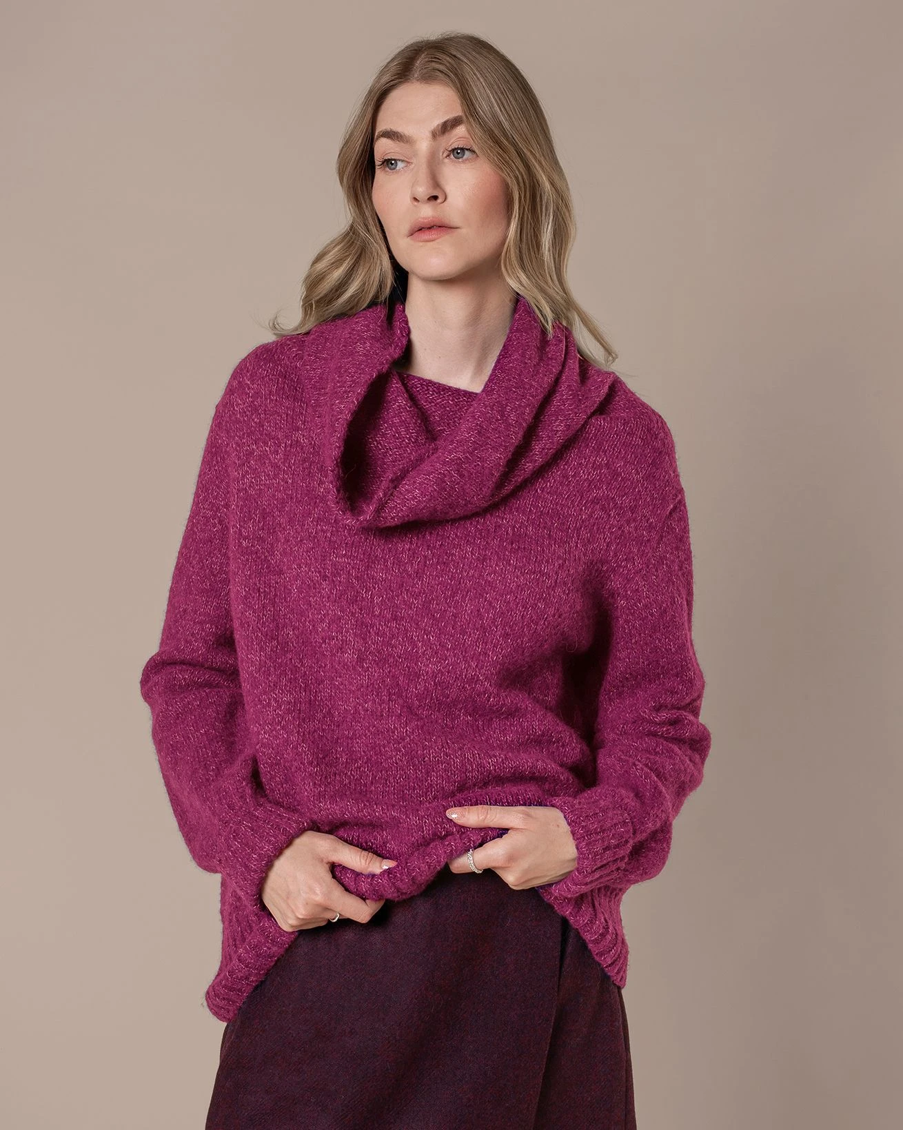 Alpaca / Silk Blend Cowl Neck Sweater 4 Alpaca / Silk Blend Cowl Neck Sweater - Image 4